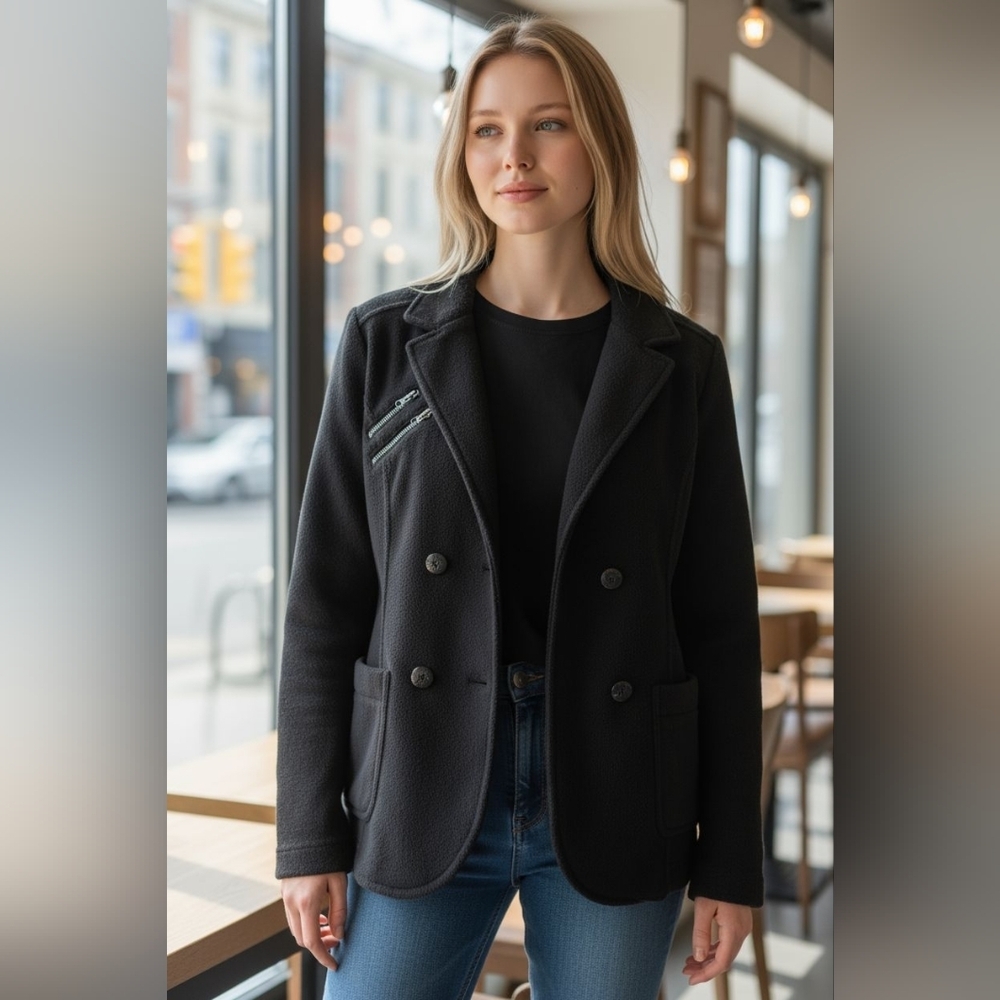 RuffHewn Women's Black Double-Breasted Blazer/Jacket